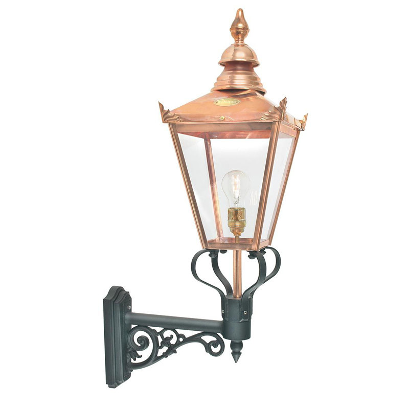 Fajardo Copper Outdoor Wall Lantern, Black, 23.62cm H x 10cm W x 10cm D