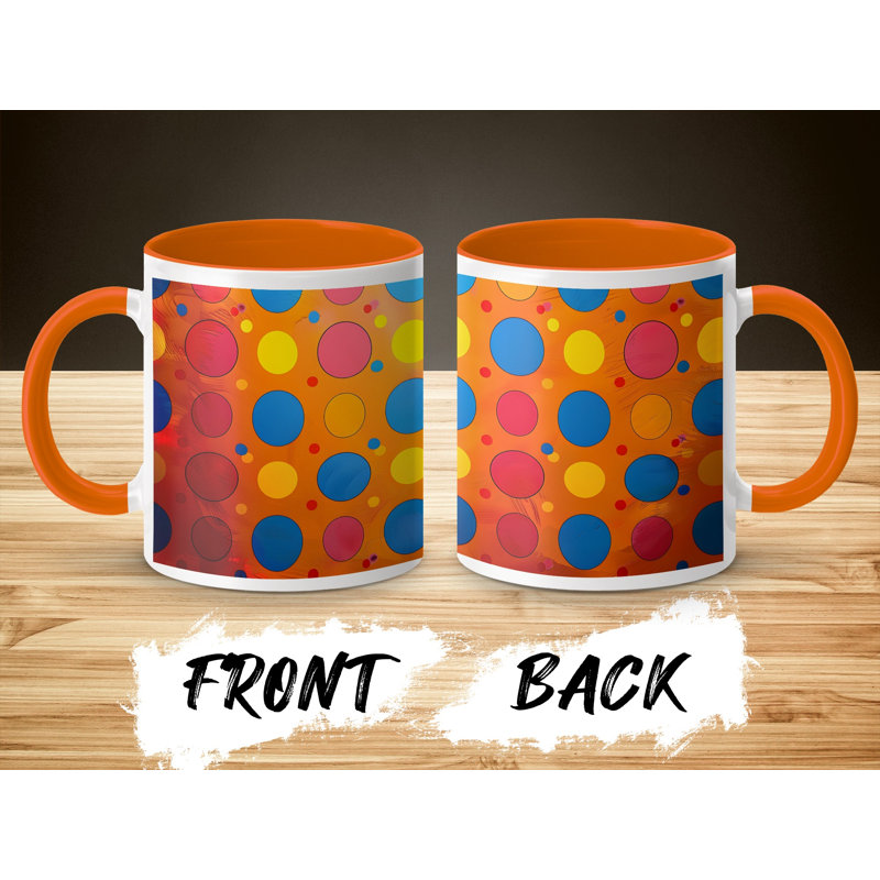 Polka Dot 11oz Accent Coffee Mug, Orange