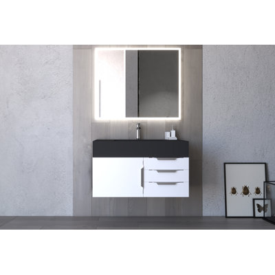 Modern 36" Wall-Mounted Single Bathroom Vanity Set with Mirror