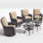 Outdoor Rocking Swivel Rattan Chair Set Removable Cushions & Coffee Table(Set Of 4)-2041874791