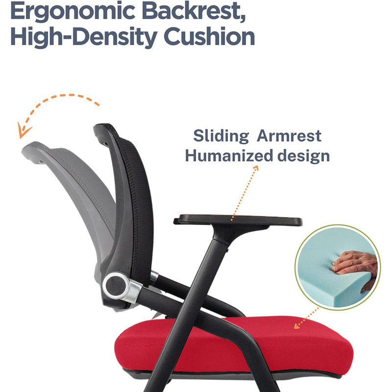 2 Pack Foldable Office Chairs With Wheels, Mesh Back, Arms And P...