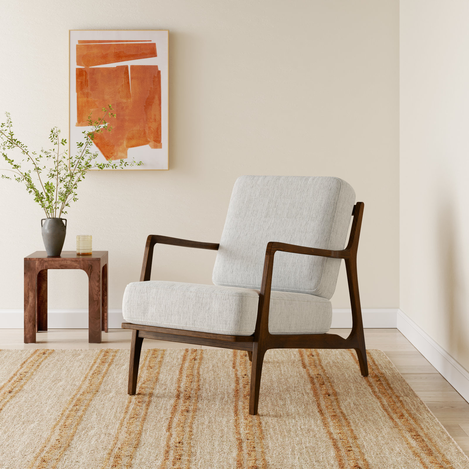 Verity Fabric Upholstered Lounge Armchair, Bright Ash