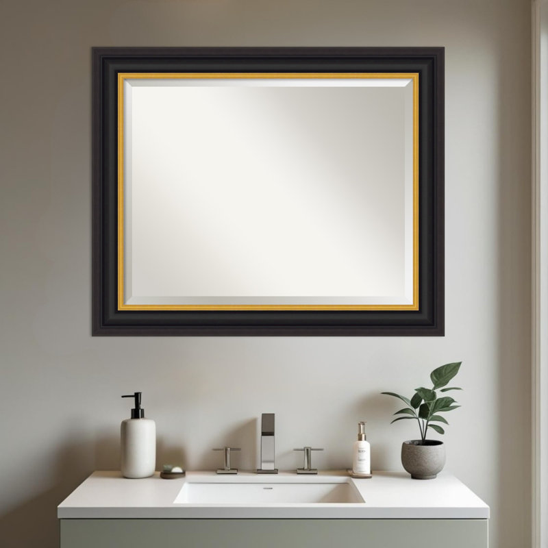 Miroir de salle de bain Sierra, 27,5 po x 33,5 po, Brun-noir