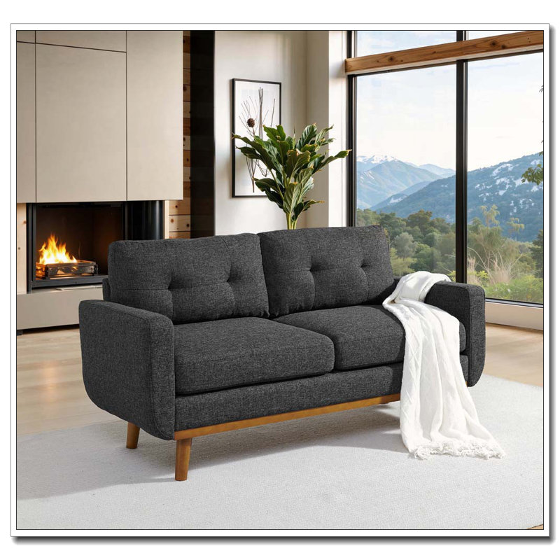 Canapé capitonné 67,7 po de largeur Mid-Century, Gris foncé