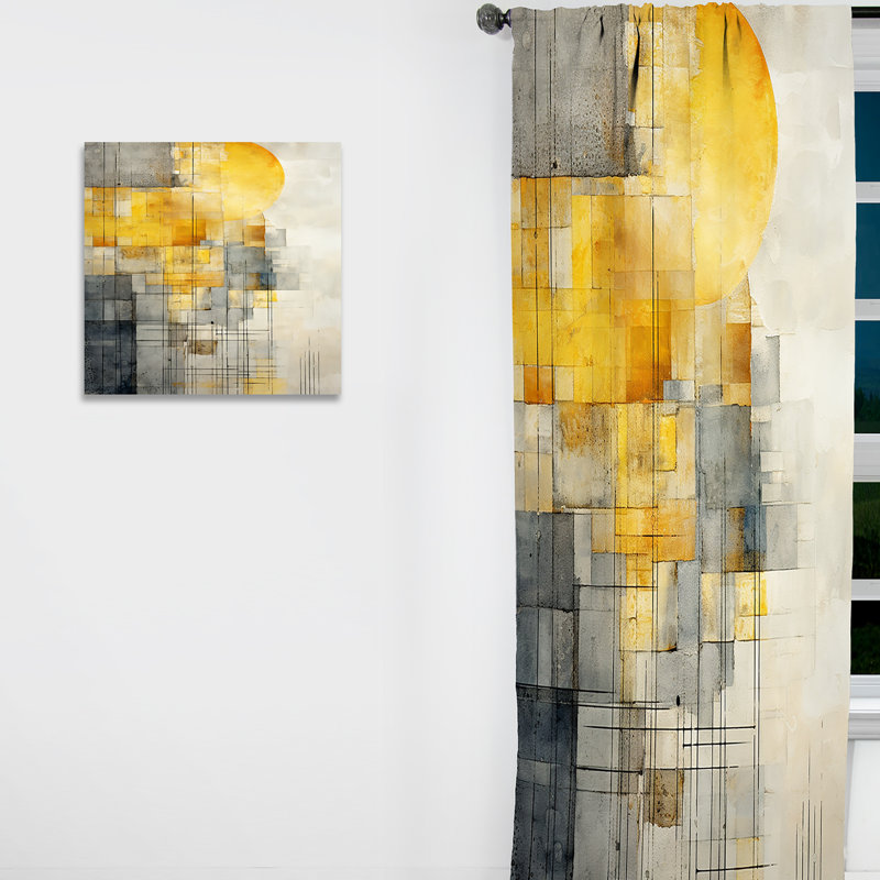 Panneau solaire jaune Sachar Collage IV - Rideaux Collages - Velours obscurcissant - 1 panneau, L 52 po x L 84 po