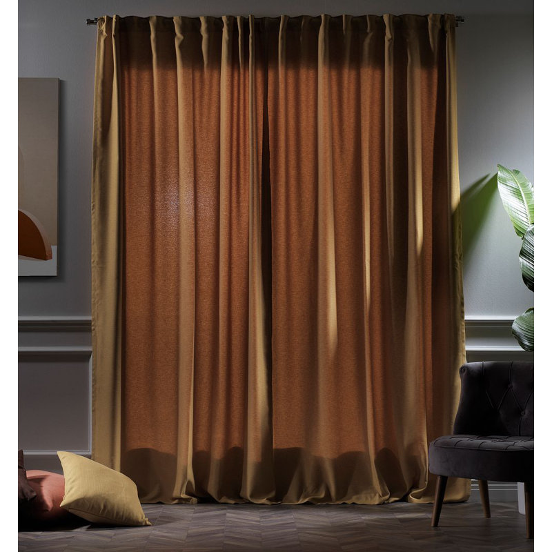 Blackout Single Curtain Panel, Mustard Yellow, 260cm Width x 265cm Drop