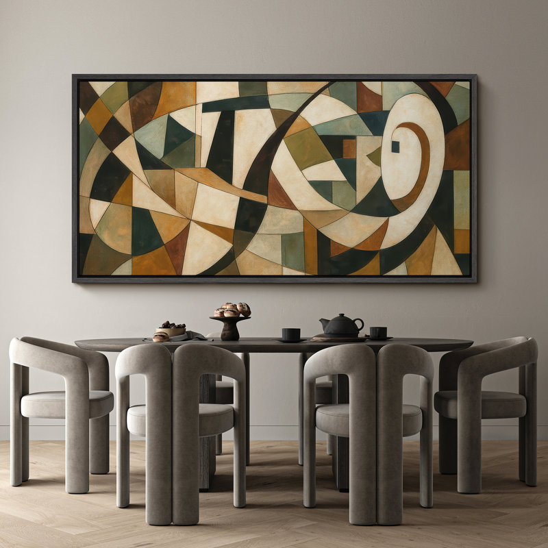 Large Framed Canvas Print Wall Art - Neutral Abstract Print for Modern Home Decor, 30" H x 60" W, Black