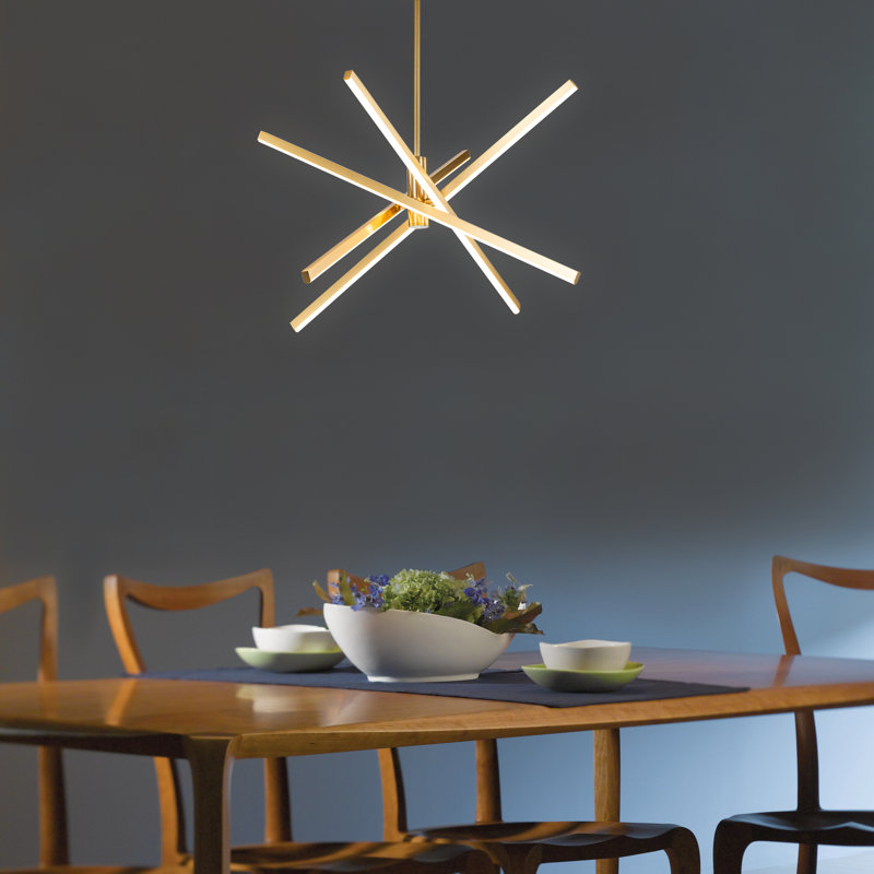 Athiran Aluminum Dimmable LED Modern Linear Chandelier, Light Gold