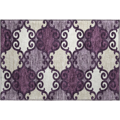 Premium Machine Washable Prisco Eggplant Rug