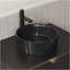Lavabo de salle de bain rond 14 po en céramique avec motif de pierre, sans robinet, sans armoire, noir mat-1370396955