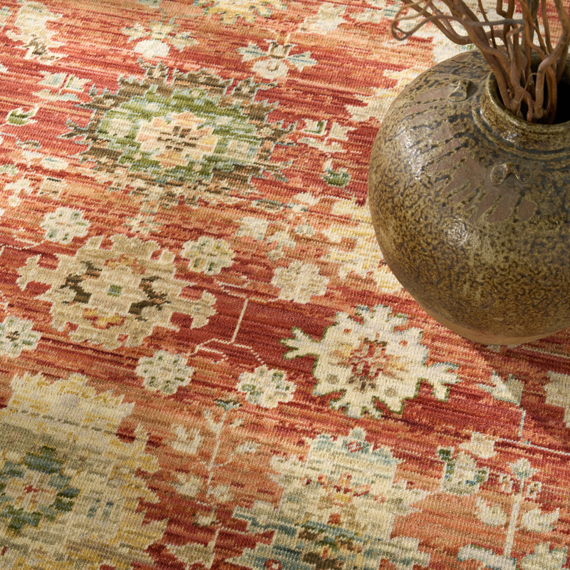 Tharun 8' x 10' Brick Vintage Indoor Rug, Brick, Rectangle 8' x 10'