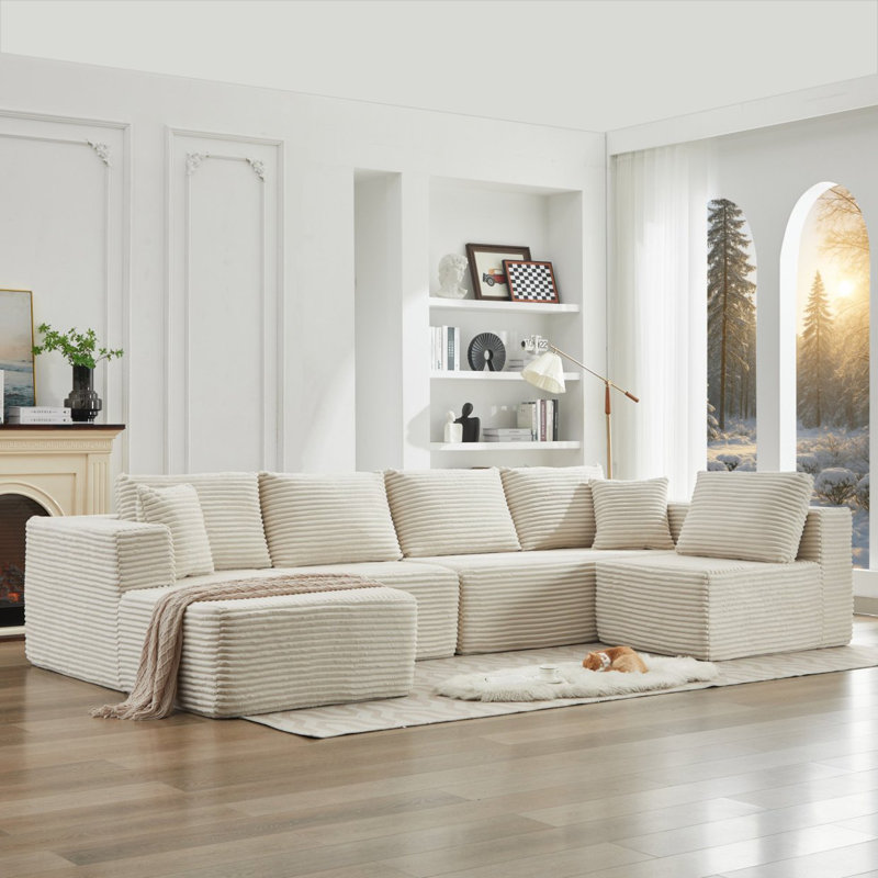 106" Cloud Sectional Couch With Left Chaise For Living Room, 33.05" H x 106.35" W x 71.5" D, Left Hand Facing, Beige