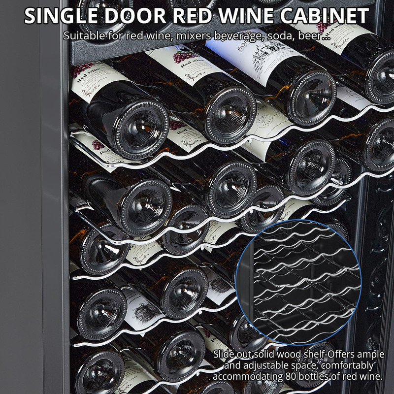 80 Bottle Dual Zone Wine Cooler – Freestanding Compressor Fridge for Red Wine, White Wine, Champagne & Beer