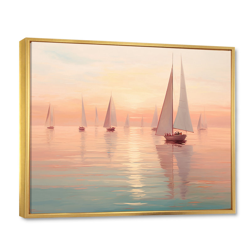 Oliveras voilier harmonieux III - impression, H 24 po x l 32 po x P 1 po, Cadre flottant doré