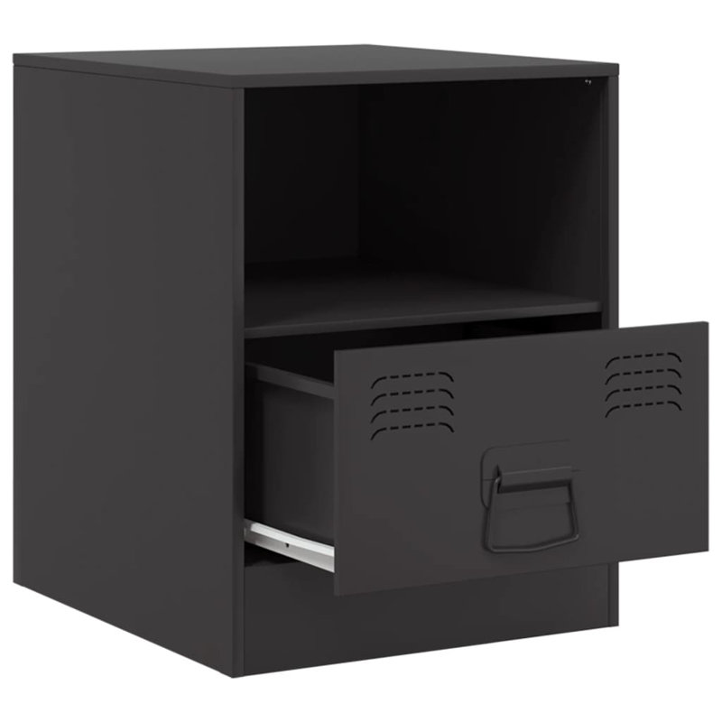 34.5cm W Steel Bedside Table, Black