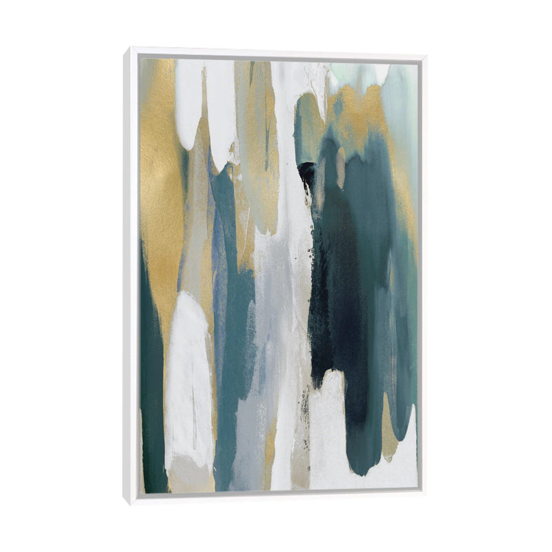 Converge Teal II - reproduction d'art murale - toile encadrée, Toile à cadre flottant sans passe-partout, H 26 po x l 18 po