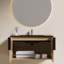 Ensemble de meuble-lavabo mural flottant simple 30 po avec lavabo en céramique intégré noir et armoire à grain de bois à chevrons-480158583-334507403