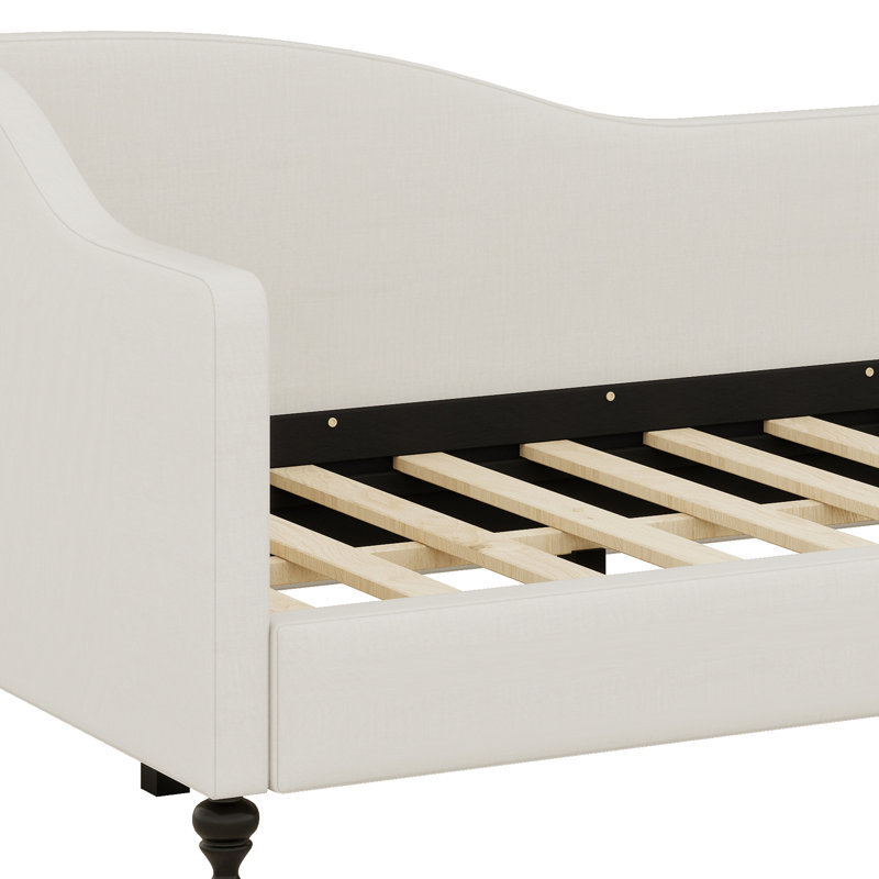 Canapé-lit rembourré avec accoudoirs, Beige, Lit simple