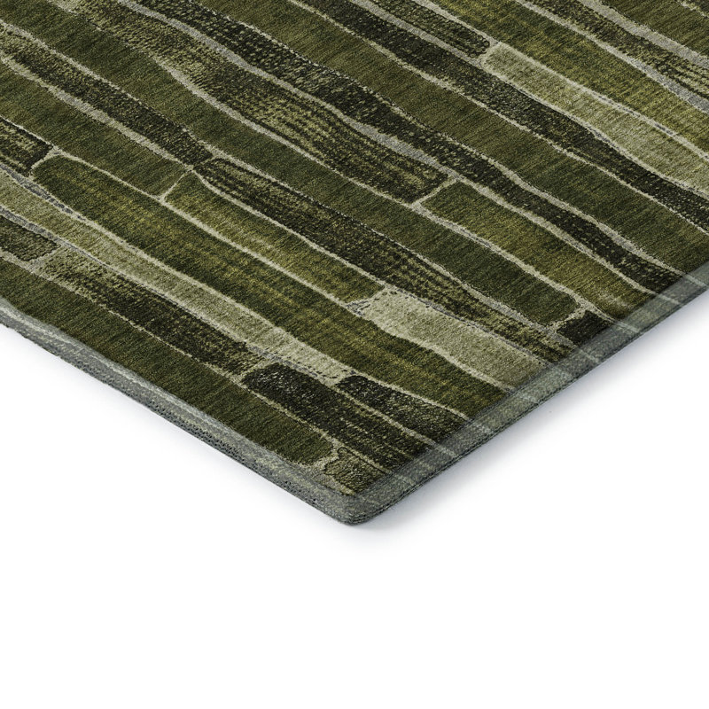 Premium Machine Washable Kumbhar AMF1301 Stripes Rug, Rectangle 3' x 5'