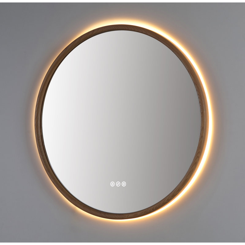 Zen LED Mirror, 35.43" x 35.43", Whitewash, Round
