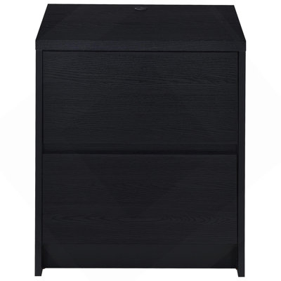 Black 2-drawer Nightstand LED Lights and USB