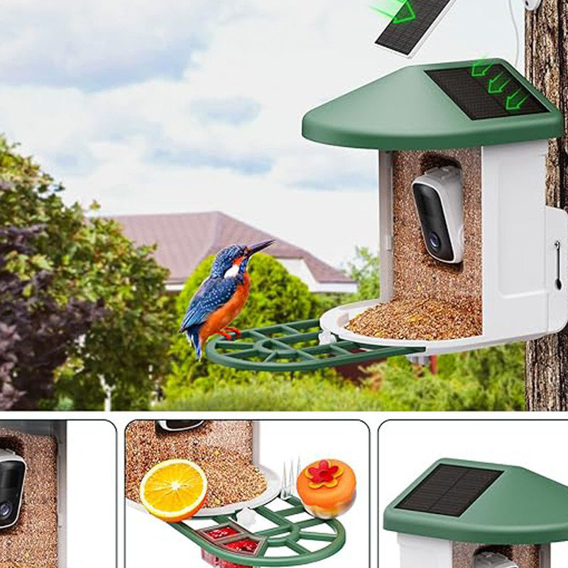 Bird Feeder with Camera with Solar Panel, Smart Bird House, Instant Arrival Alerts, Receive Bird Arrival Notification
