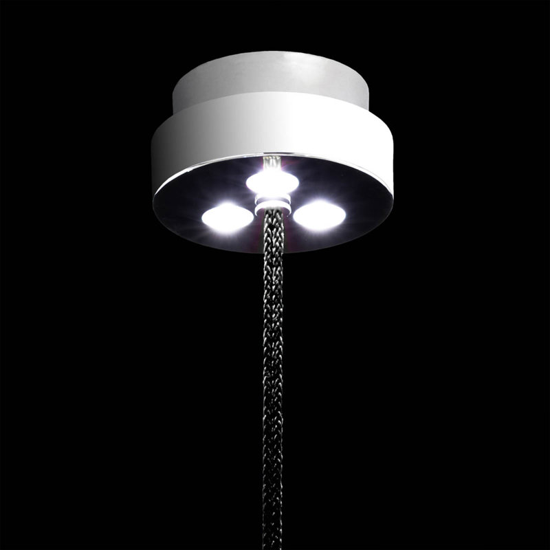 Addesion 1 - Light LED Pendant, Polished Chrome/Black Rope