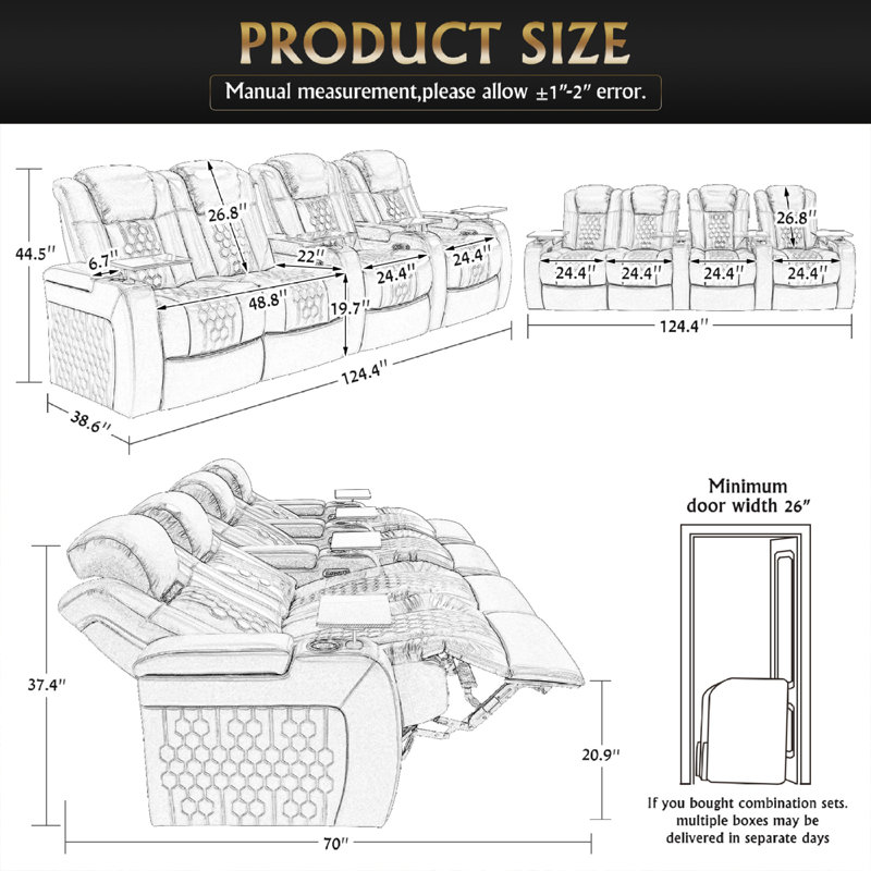 Fauteuils inclinables en cuir luxueux, nappa fleur, sièges de cinéma modernes