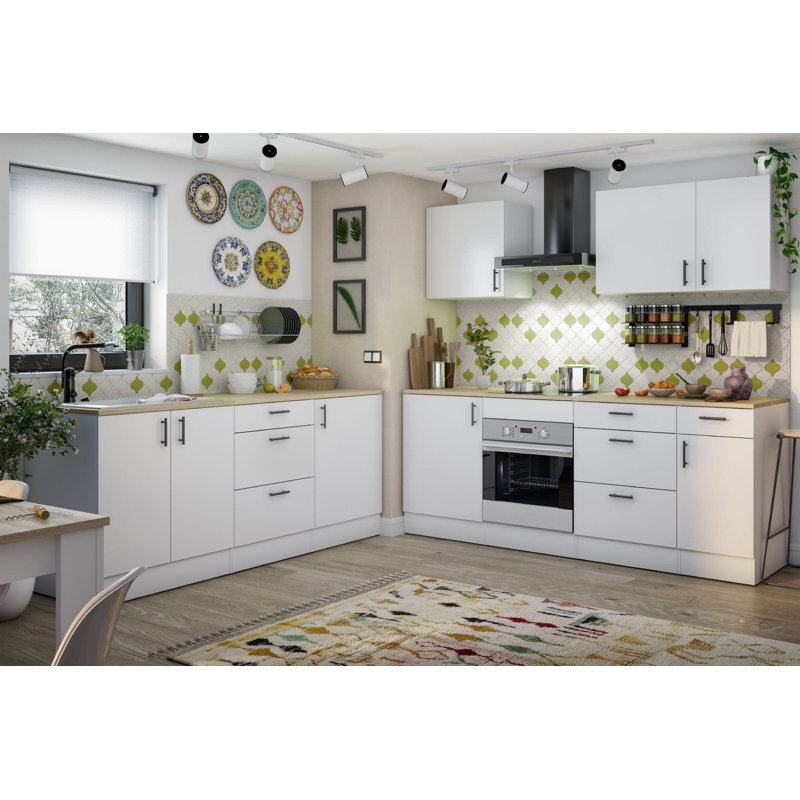 Magno Modular 600mm 3 Drawer Kitchen Cabinet Base Unit White Gloss