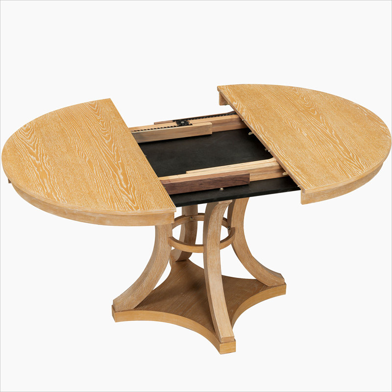 Ensemble 5 pièces de table de salle à manger rétro avec rallonge et 4 chaises rembourrées, Naturel
