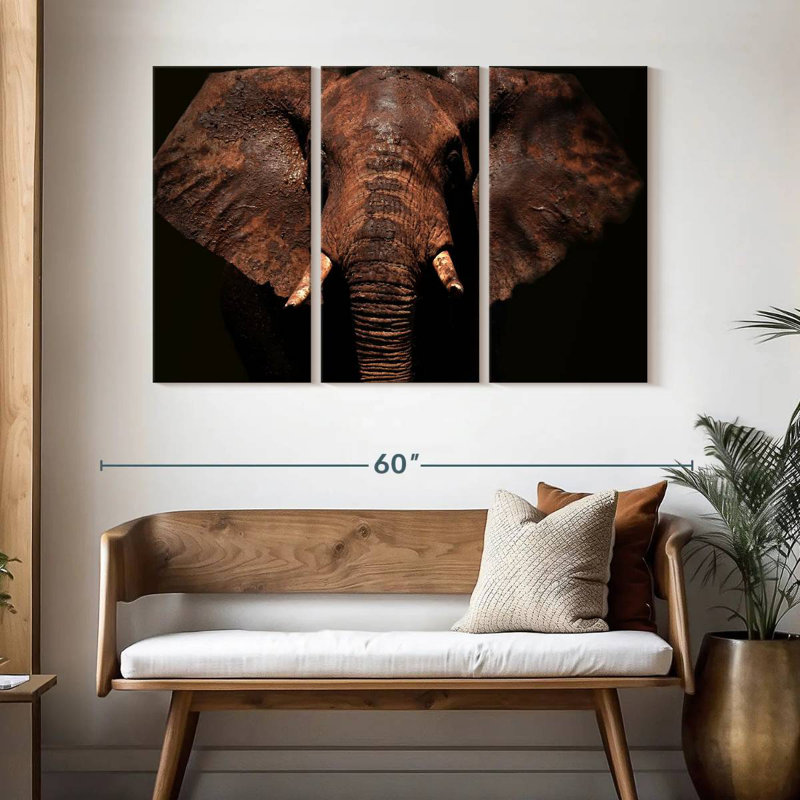 Éléphant vieilli, H 32 po x l 50 po
