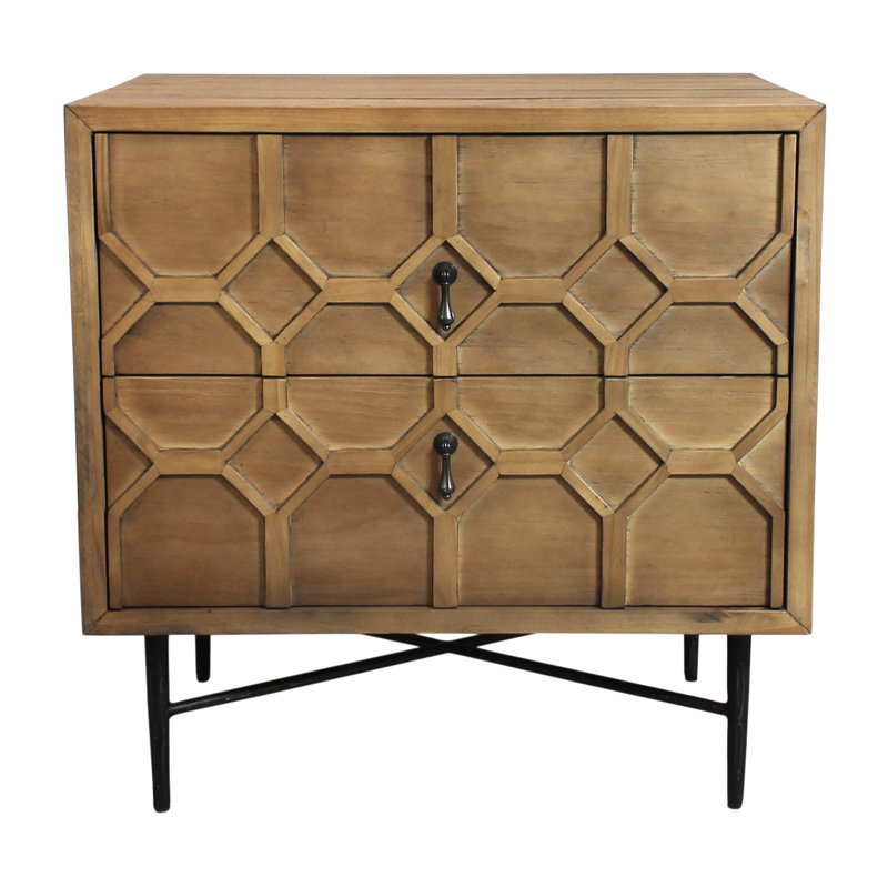 Samara 2-drawer Small Nightstand - Natural, Tan