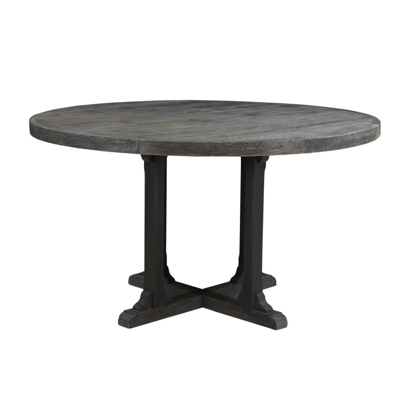 Josiane Round Solid Wood Dining Table, Black