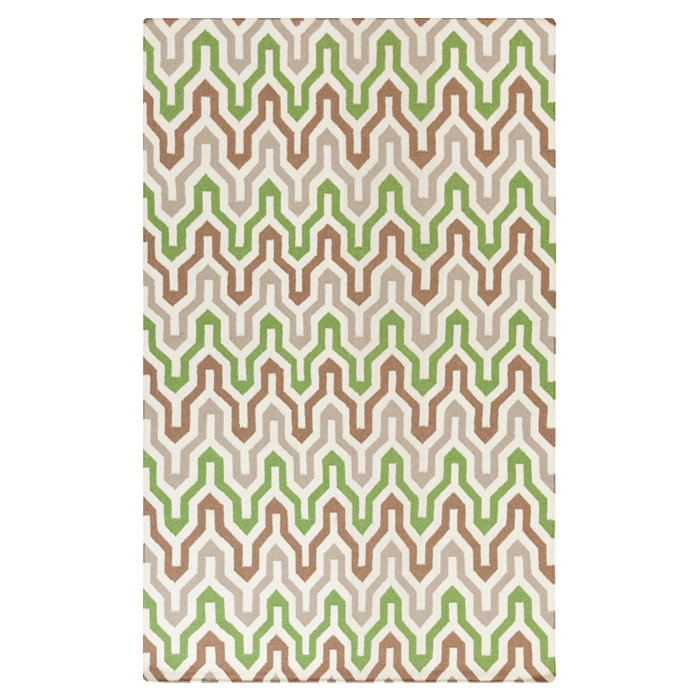 Irizarry Geometric Handmade Wool Green Area Rug