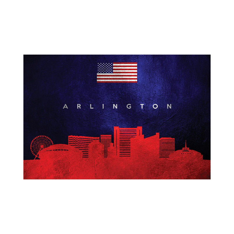 Arlington Texas Skyline 1 Piece Wrapped Canvas Wall Art, 20.32 cm H x 30.48 cm W