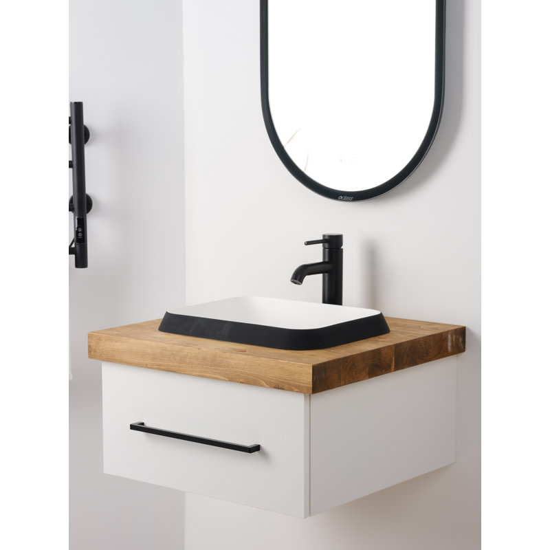 Lavabo de salle de bain rectangulaire encastré noir / blanc Harmony