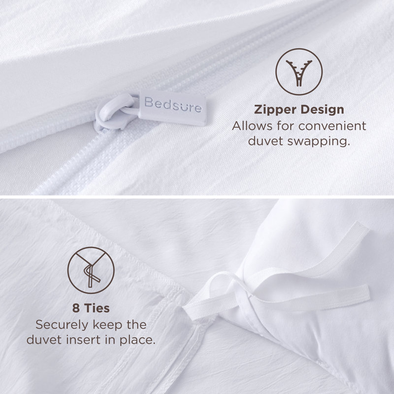 Bedsure Super Soft Prewashed Duvet Cover Set 109gsm GentleSoft™️, King Duvet Cover + 2 King Shams, Bright White