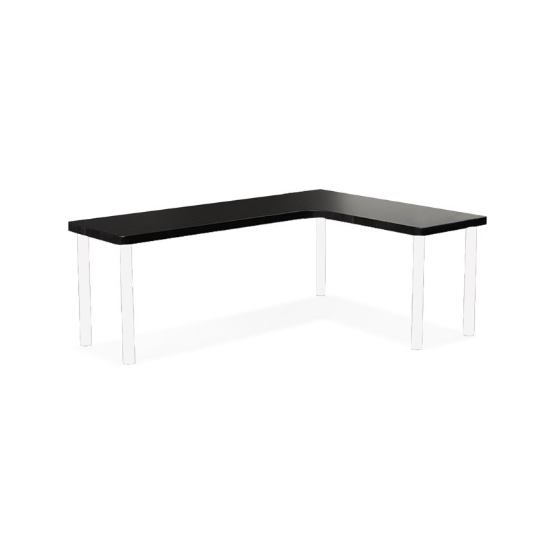 Black L-Shaped Solid Wood desk, 29.53" H x 78.74" W x 21.65" D, Right Hand Return