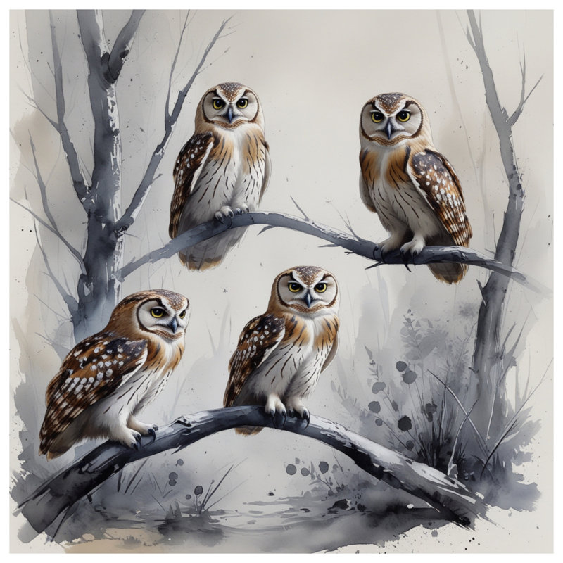 Tapis de bain Four Owls On Branch, L 24 po x L 17 po