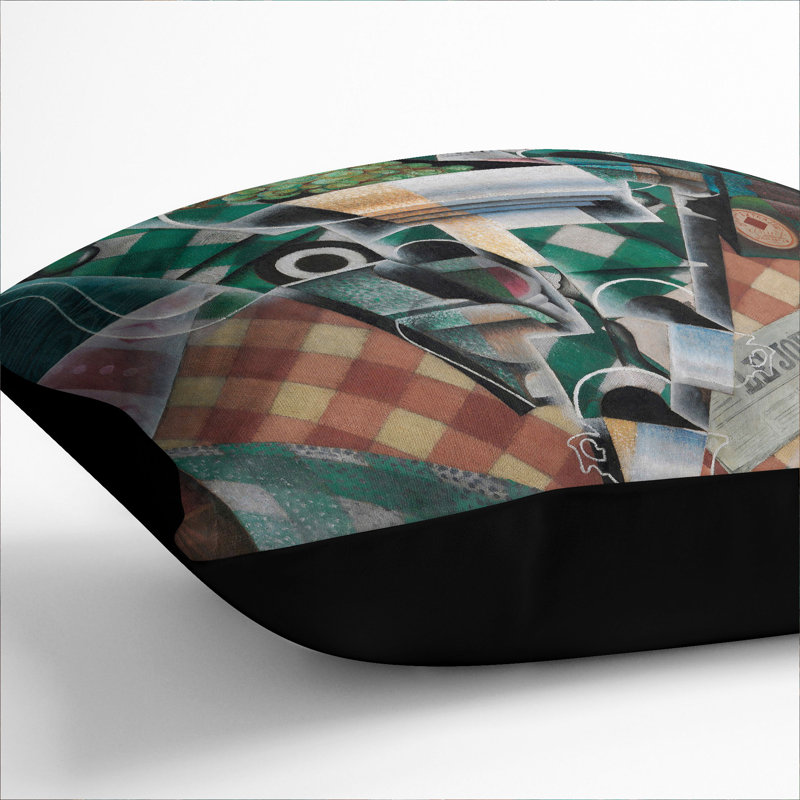 Checked Tablecloth Abstract Square Throw Cushion, Black, 55cm H x 55cm W x 20cm D