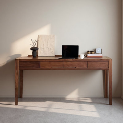 Bureau simple en bois massif noyer Simple