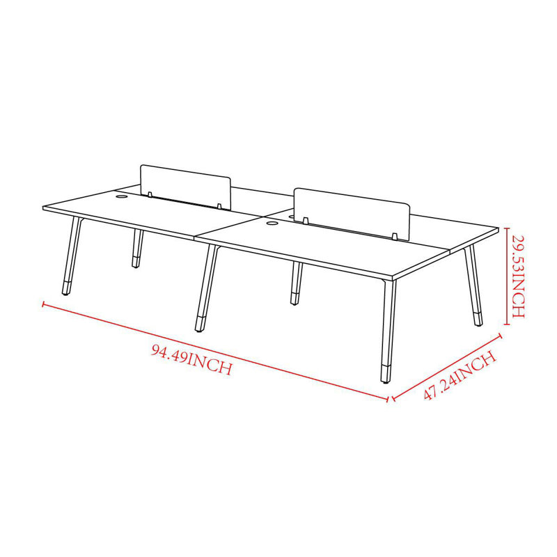Mikle 94.49'' W Rectangle Partition Desk, White