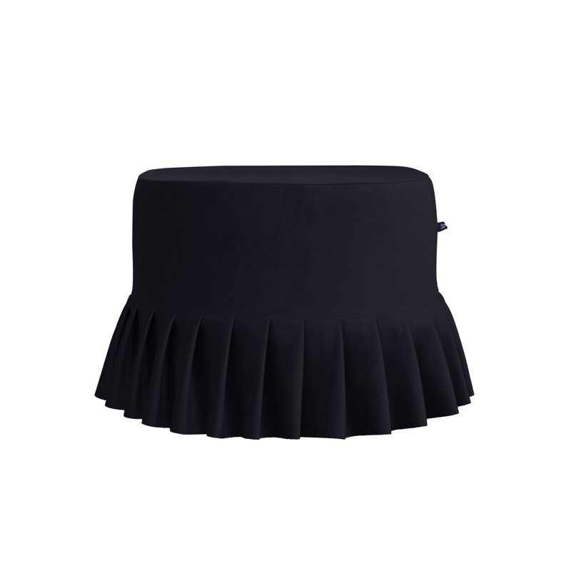 50cm Wide Round Solid Colour Ottoman, Black