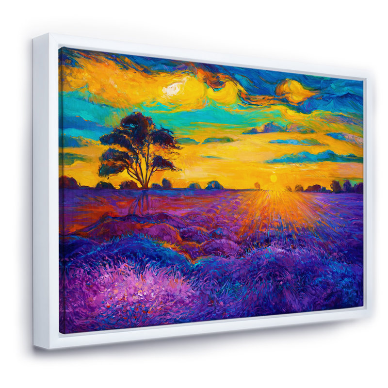 «Blossoming Lavender Fields pendant Evening Glow II», reproduction d'art sur toile, H 30 po x l 40 po x 1,5 po