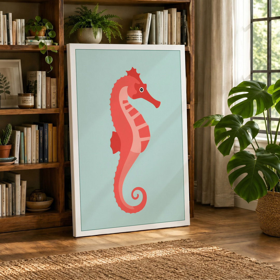 Coral Seahorse Coastal - Wrapped Canvas