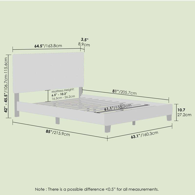 Magin Upholstered Platform Bed, Queen, Gray