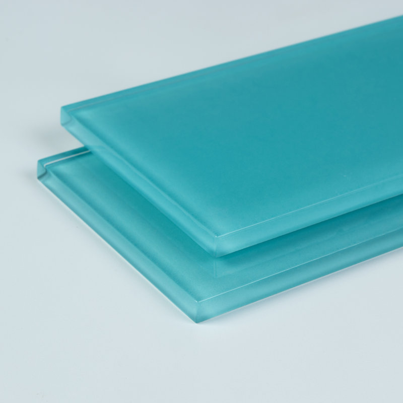Quality Value Series 3" x 12" Straight Edge Glass Subway Tile, Aqua Blue