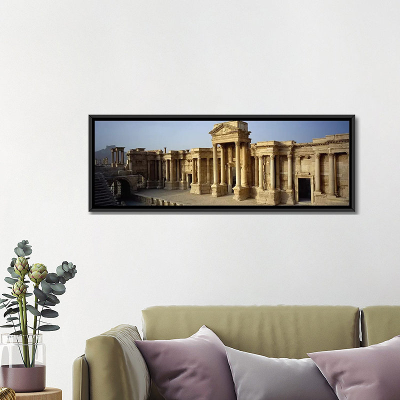 Reproduction de photo sur toile, "panoramic building, palmyra, syria #2-reproduction de photo sur toile, Cadre noir