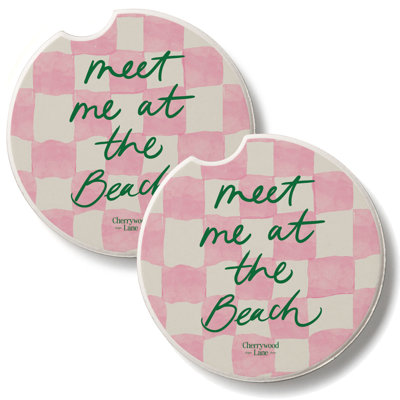 «Meet Me At The Beach», ensemble de 2 sous-verres de voiture en pierre absorbants