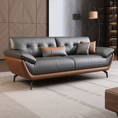 Causeuse-coussin standard en cuir véritable gris